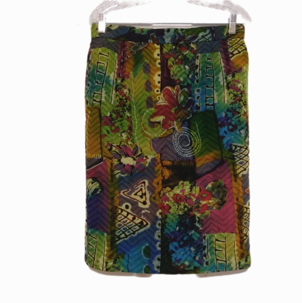 Louis Feraud Size 8 Watercolor Couture Designer Midi Pencil Skirt VTG